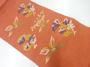 アンティーク　草花模様織出し名古屋帯（着用可）